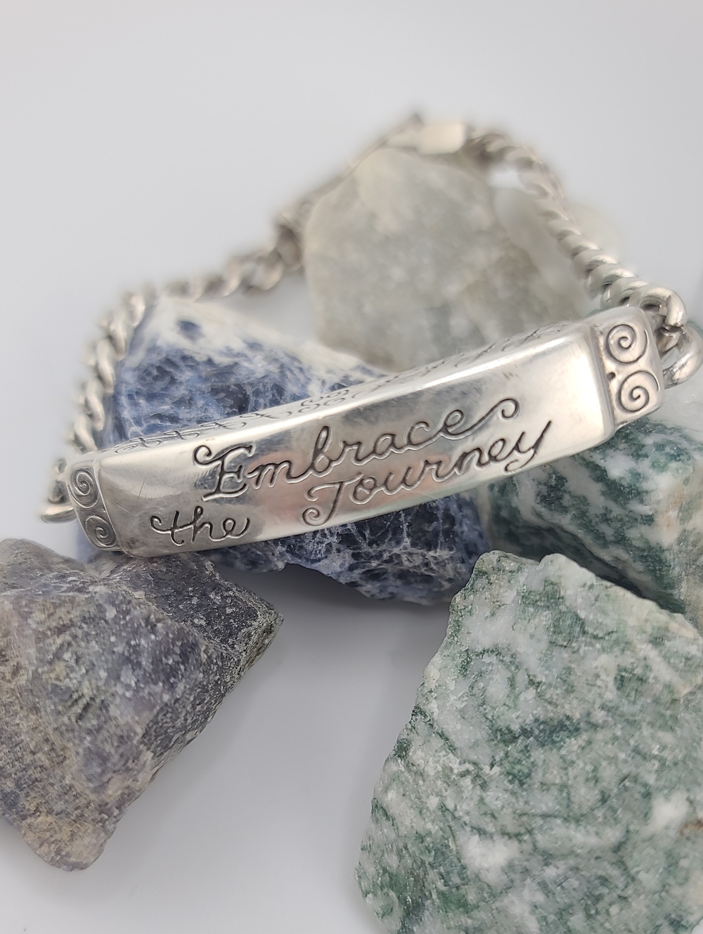 $52 Brighton "EMBRACE THE JOURNEY" Silver Plated Message & Scripted I.D Bracelet